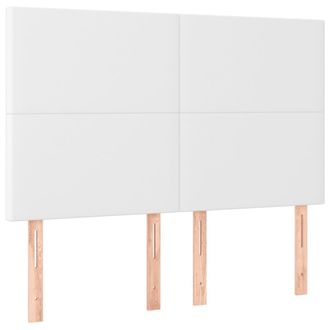 vidaXL Cabecero Con Luces Led Cuero Sint&eacute;tico Blanco 144x5x118/128 Cm Vidaxl