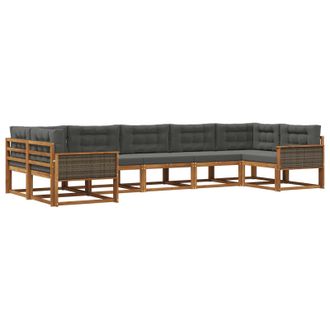 vidaXL Conjunto De Sof&aacute;s De Exterior 7 Pcs Natural Y Antracita Vidaxl