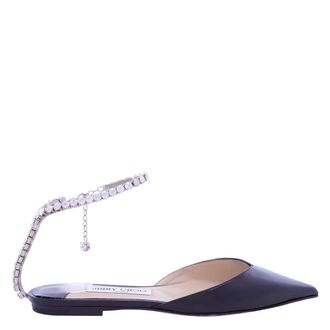 Jimmy Choo London Ladies Saeda Patent Leather Crystal Flats