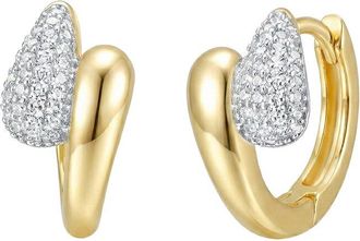 Rachel Glauber 14K Plated Cz Hoop Earrings