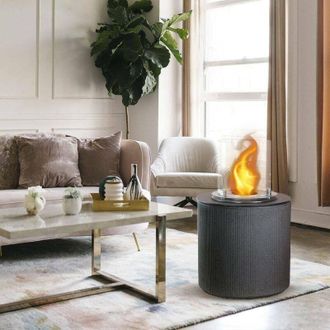 Dmora Dmora - Chimenea De Bioetanol Maynila, Chimenea Ecol&oacute;gica, Hogar Sin Humo, Calefactor De Etanol, Made In Italy, 36x36 H56 Cm, Negro