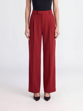 Federica Tosi High-Waisted Wide-Leg Tailored Trousers in Cr&ecirc;pe