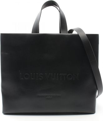 Louis Vuitton Black Leather Tote Bag (Pre-Owned)