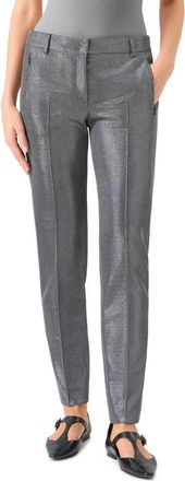 Akris Brushed Metallic Tailored Pants in Brushed Steel at Nordstrom, Size 10