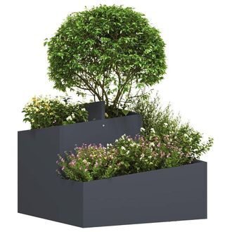 Berkfield Home Plastic Planter Anthracite Plastic Medium Durable in Charcoal
