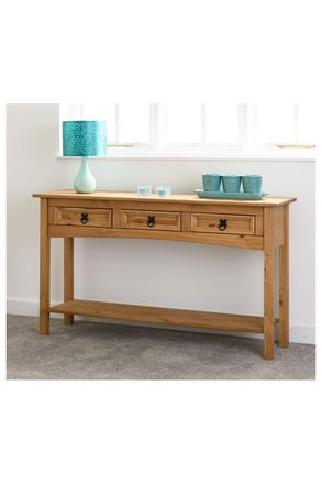 Seconique Corona 3 Drawer Console Table With Shelf in Natural