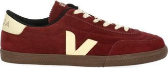 Veja Burgundy Suede Iconic V Logo Low-Top Sneakers
