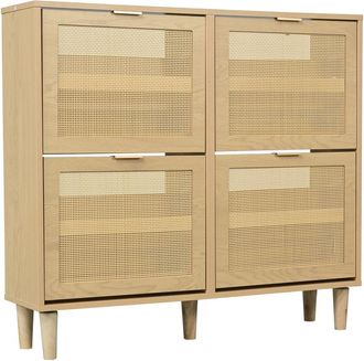 Urban Meuble Zapatero de ca&ntilde;a natural con 4 puertas - 100 cm