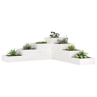 Berkfield Home Garden Planter 4-Tier 106x104.5x36 cm White Solid Wood Pine