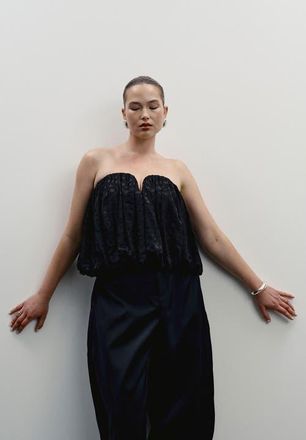 11 Honor&eacute; Strapless Bubble Top in Black Beauty at Nordstrom, Size 20