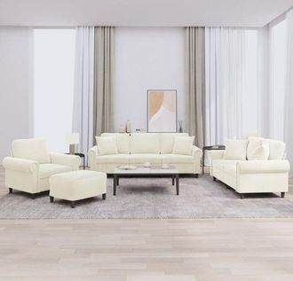 vidaXL Juego De Sof&aacute;s Con Cojines 4 Piezas Terciopelo Crema Vidaxl