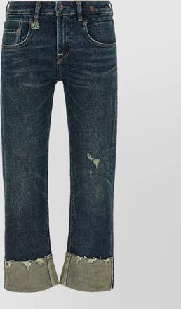 R13 low-rise straight-leg turn-up jeans