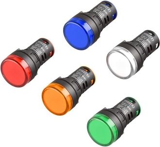 OEM 5 Spie Led Da 22 Mm (rosso, Verde, Giallo, Blu, Bianco) 220 V Ca 20 Ma Per Quadri Elettrici Industriali