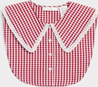 Simons Womens Broderie anglaise and gingham faux collar