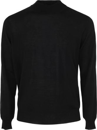 FILIPPO DE LAURENTIIS Zwarte Merino Coltrui - Heren - Coltruien - Zwart - 2XL - Truien & Vesten