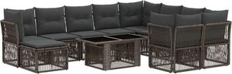 vidaXL Conjunto De Sof&aacute;s De Jard&iacute;n 11 Uds. Gris Rat&aacute;n Sint&eacute;tico Vidaxl