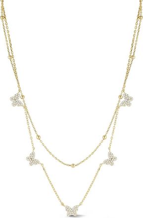 Sphera Milano CZ Butterfly Layered Chain Necklace in Gold at Nordstrom Rack
