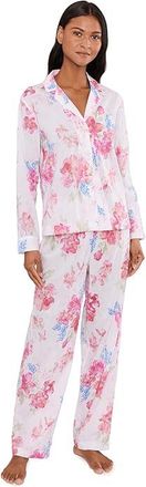 Lauren Ralph Lauren Long Sleeve Notch Collar Long Pants PJ Set Womens Pajama Sets Pink Floral : LG (US 12-14), Viscose/Cotton