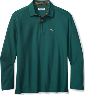 Tommy Bahama Vintage Vines Long Sleeve Five OClock IslandZone Piqué Polo in Deep Sea Teal at Nordstrom, Size 2Xlt