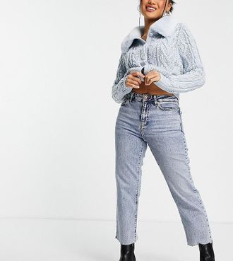 New Look Petite straight leg jean in blue acid wash