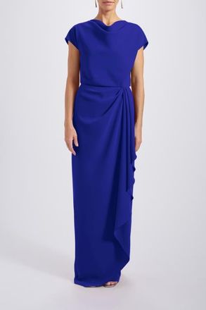 Amsale Draped Crepe Gown in Cobalt at Nordstrom, Size 4