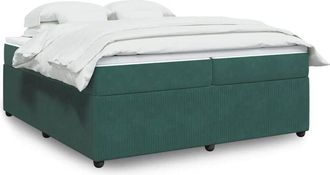 vidaXL Vidaxl - Cama Box Spring Con Colch&oacute;n Terciopelo Verde Oscuro 200x200 Cm