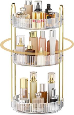No Brand Organizador De Maquillaje Y Cosm&eacute;ticos, Giratorio 360 Grados, 3 Niveles, Sistema De Almacenamiento Multifuncional Para Tocador, Ba&ntilde;o, Dormitorio, Tran