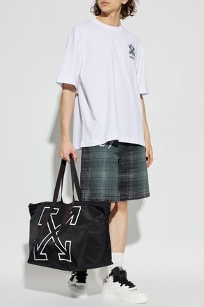 Off-white T-shirt With A Colorful Print And Shimmering Sequins, Mens, White