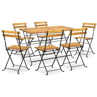 vidaXL 7 Piece Folding Outdoor Dining Set Solid Acacia Wood vidaXL