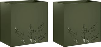 vidaXL Macetero De Jard&iacute;n 2 Uds. Verde Oliva 50 X 30 X 49 Cm Vidaxl