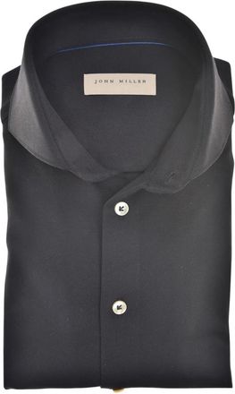 John Miller Slim Fit Overhemd - Heren - Casual Overhemden - Zwart - S - Leer - Overhemden