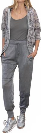 Petit Pois by Viviana G Sparkling Knit Mesh Jogger In Grey