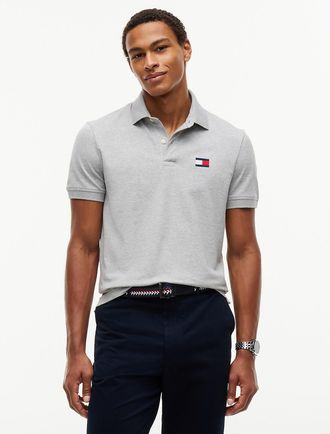 Tommy Hilfiger Mens Regular Fit Flag Logo Polo - Light Grey Heather - XXL