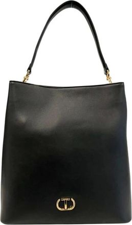 Twinset Tote Bags, female, Black, Size: ONE SIZE PU Leather Shoulder Bag