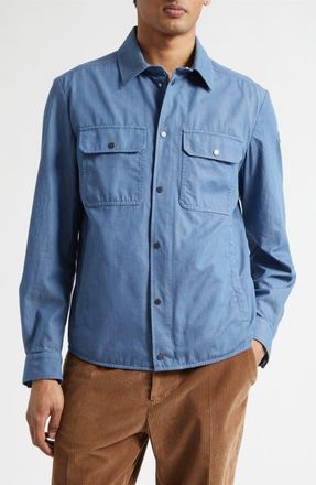 Moncler Logo Patch Denim Shirt Jacket in Blue Horizon at Nordstrom, Size Xx-Large