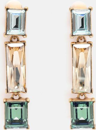 Oscar De La Renta Oscar De La Renta Gold Tone Metal Crystal Drop Earrings