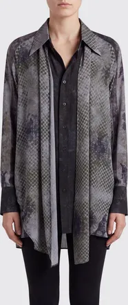 Ziggy Chen Camicia stampata in seta con design asimmetrico e relaxed fit