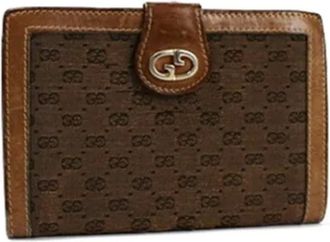 Gucci Pre-owned Wallets, female, Brown, Size: ONE SIZE Pre-owned Vintage Canvas Wallet