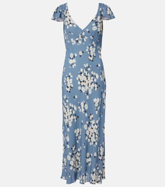 Rixo Cathy floral cr&ecirc;pe midi dress
