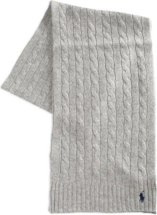 Polo Ralph Lauren cable-knit logo scarf - Grey