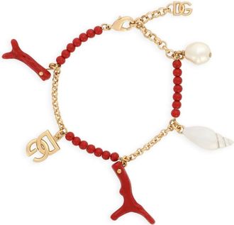 Dolce & Gabbana DG-charm chain bracelet - women - Plexiglass/Brass - One Size - Gold