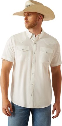 Ariat Mens VentTEK Western Fitted Snap Shirt in White, Size 2X-Large, by Ariat