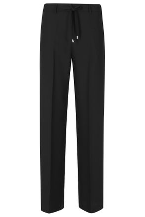 Ermanno Scervino Black Waist Ties Belt Loops Straight-Leg Pants