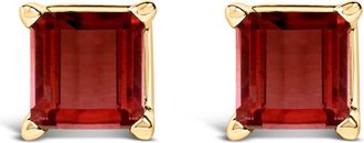 House of Brilliance 14K Gold 5x5MM Princess Cut Gemstone Solitaire Stud Earrings