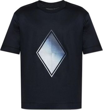 Emporio Armani T-shirt met patch - Heren - T-shirts - Zwart - XS - Katoen - Tops