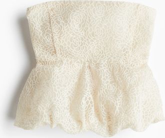 H&M Besticktes Bandeau-Top - Cremefarben