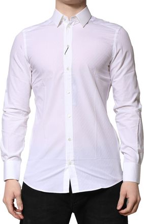 Dolce & Gabbana Mens White Martini Long Sleeves Dress Formal Shirt Cotton