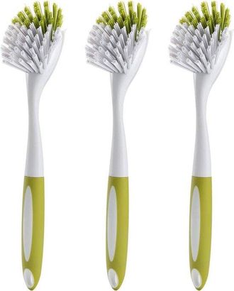 OEM Cepillo Para Platos. Mango Ergon&oacute;mico, Cerdas R&iacute;gidas. Ideal Para Limpiar Ollas, Sartenes Y Fregaderos. Juego De 3 Unidades