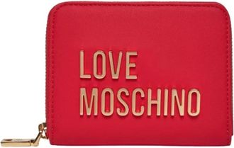 Love Moschino Rode Portemonnee met Ritssluiting en Logoplaat - Dames - Portefeuilles - Rood - ONE Size - Accessoires
