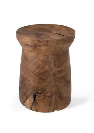 Giner&Colomer Taburete de madera de teca 29 cm estilo r&uacute;stico contempor&aacute;neo